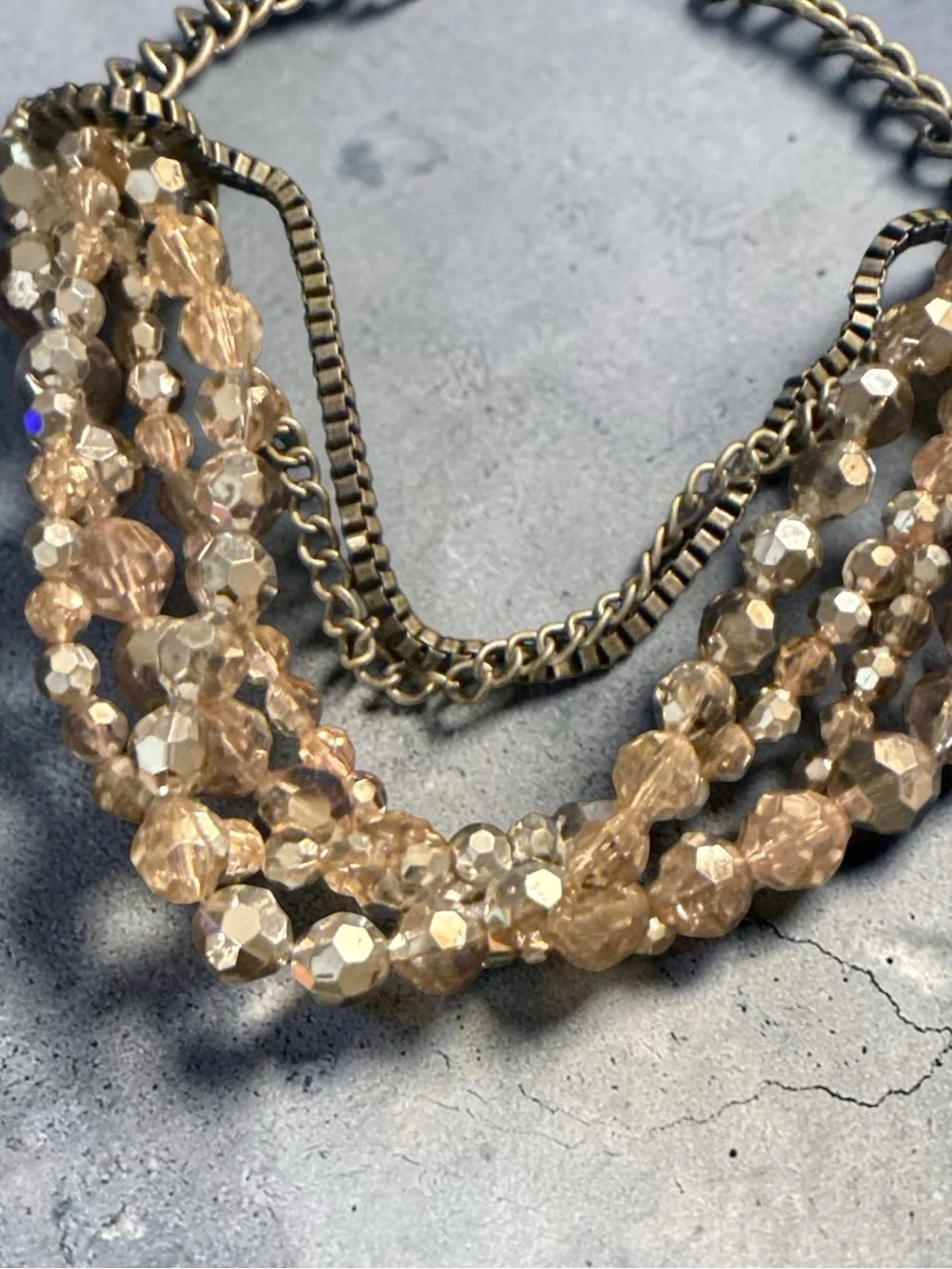 Vintage Simply Vera Wang Multi-Strand Pink Crystal Beaded Necklace 20–24”